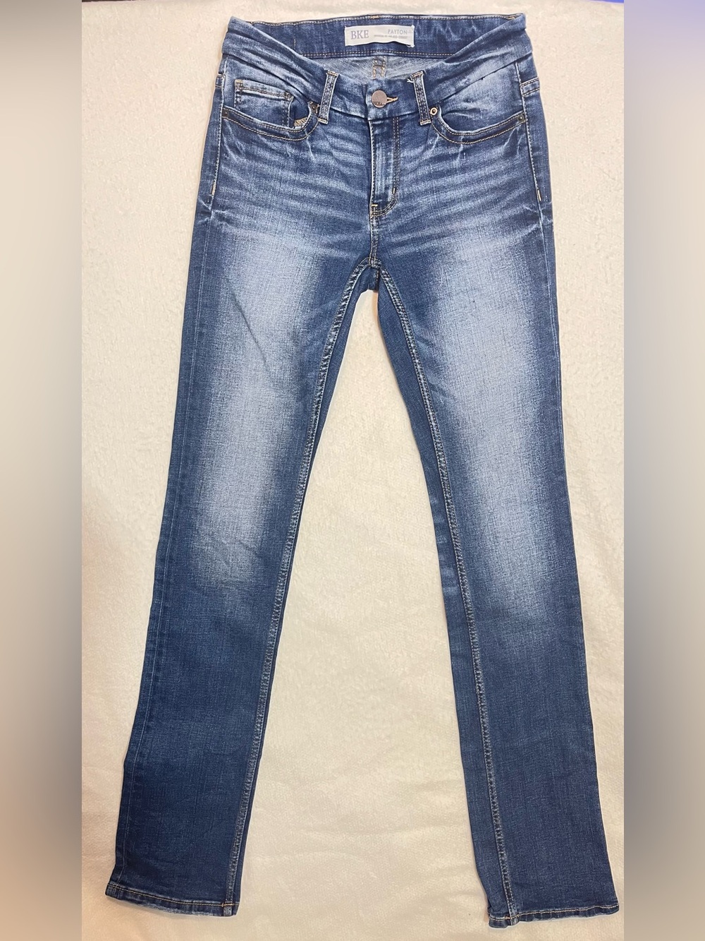 BKE Women's Medium Blue Skinny Jeans with Fading